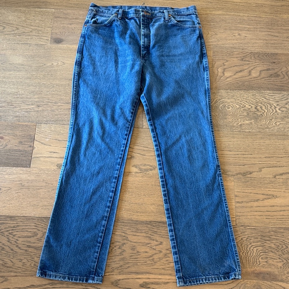 Wrangler Men's Cowboy Cut Slim Fit 38x36 936PWD Denim Jeans Medium Wash Western